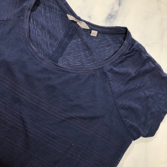 Athleta Navy Blue Burnout Striped Illuminate Tee - Picture 5 of 8